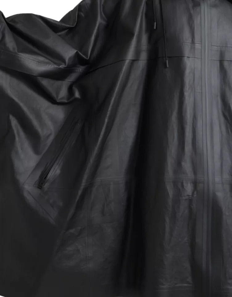 Bottega Veneta Schwarzer Leder-Trenchcoat mit Kapuze für Herren