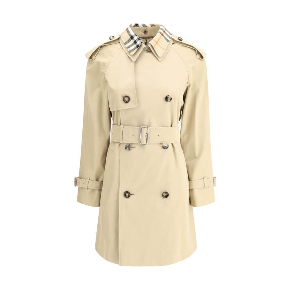 Breasted TrenchCotton Breasted Trench by Burberry is a stylish and versatile garment featuring a double-breasted design with front button closure. The classic double-layered collar features a removable part with the iconic Archivio Check pattern, which ad