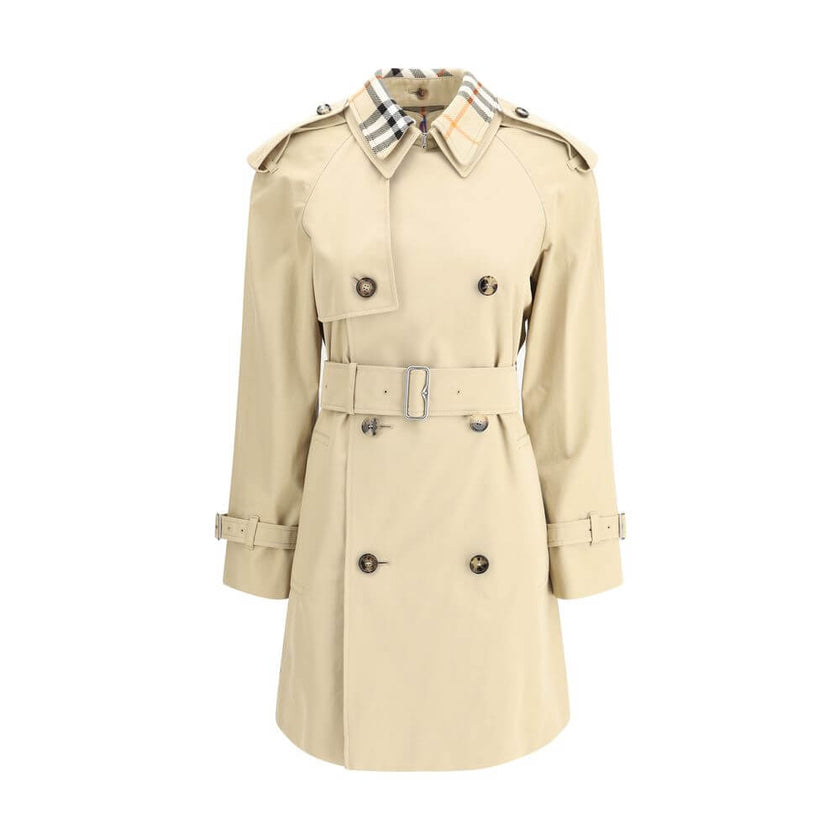 Breasted TrenchCotton Breasted Trench by Burberry is a stylish and versatile garment featuring a double-breasted design with front button closure. The classic double-layered collar features a removable part with the iconic Archivio Check pattern, which ad