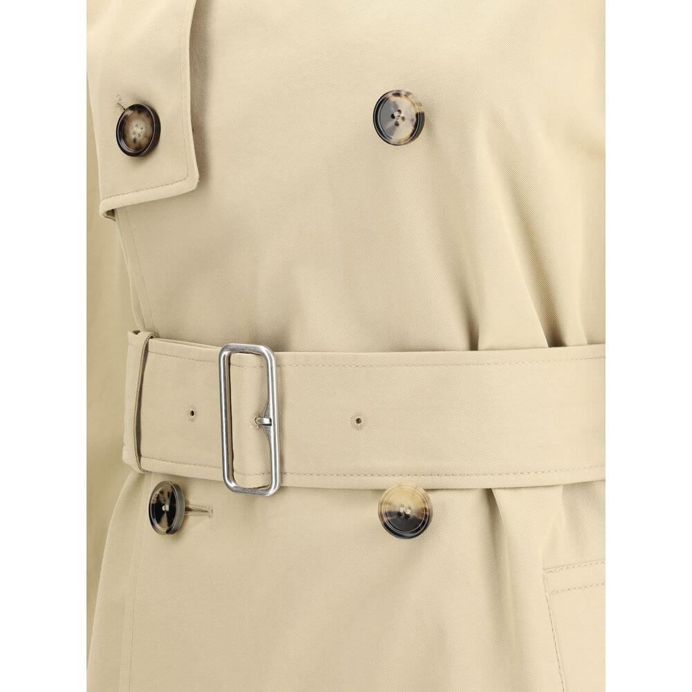 Breasted TrenchCotton Breasted Trench by Burberry is a stylish and versatile garment featuring a double-breasted design with front button closure. The classic double-layered collar features a removable part with the iconic Archivio Check pattern, which ad
