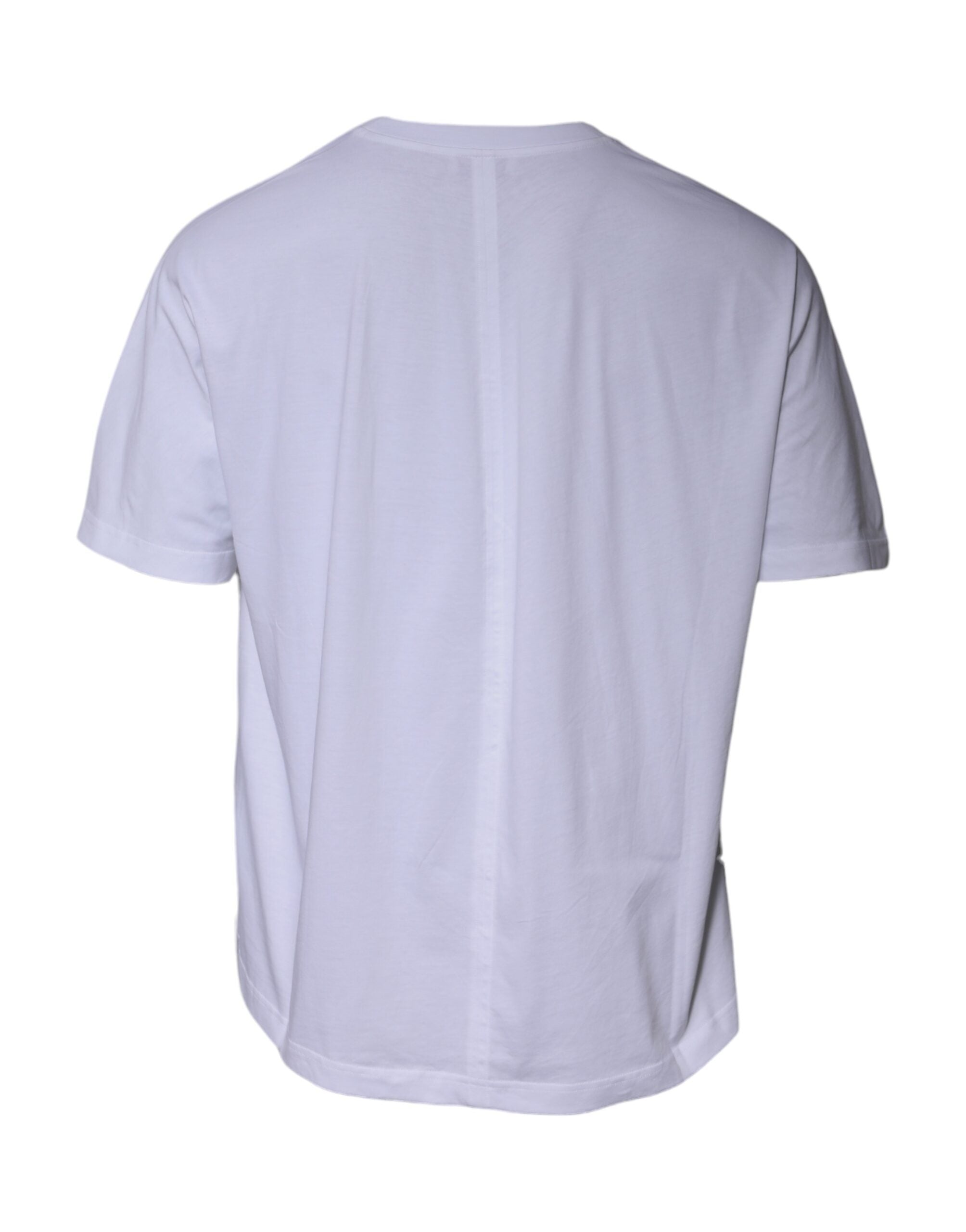 T-shirt blanc à manches courtes et col rond en coton avec logo