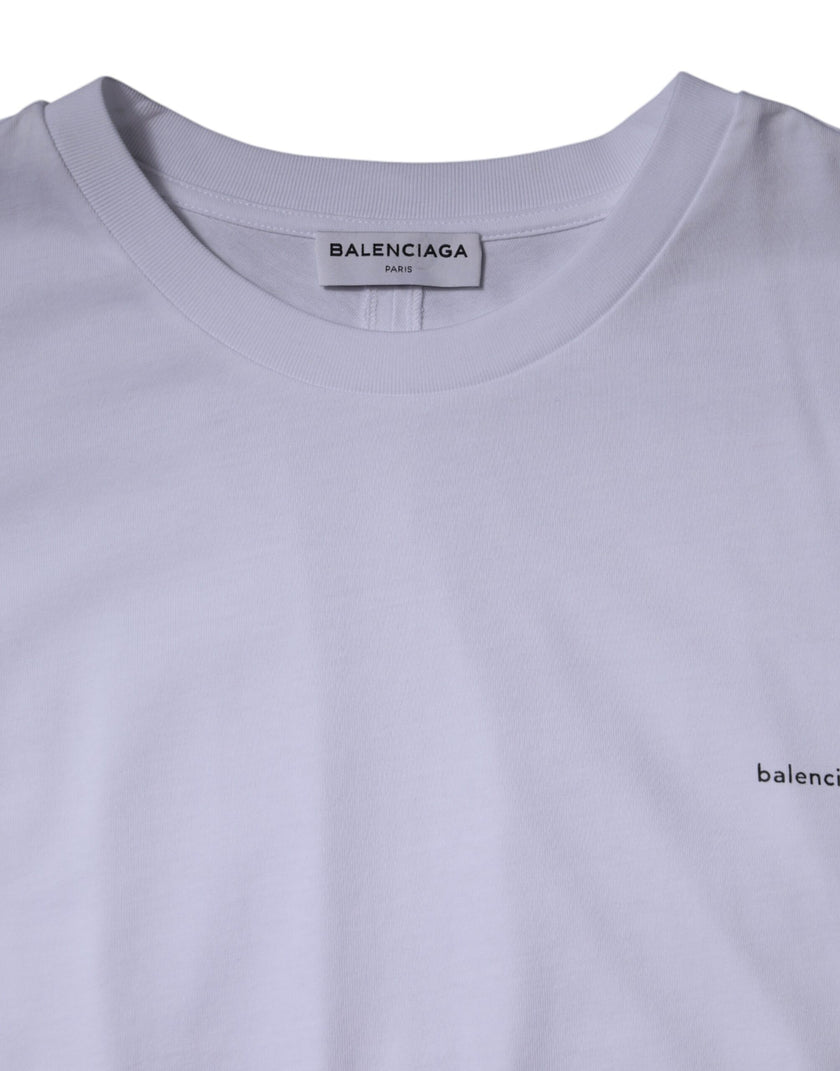 White Logo Cotton Crew Neck Short Sleeves T-shirtBALENCIAGA Absolutely stunning, 100% Authentic brand new Balenciaga cotton crew neck t-shirt with logo print. Model: Short sleeves crew neck t-shirt Colour: White Material: 100% Cotton Logo details Made in
