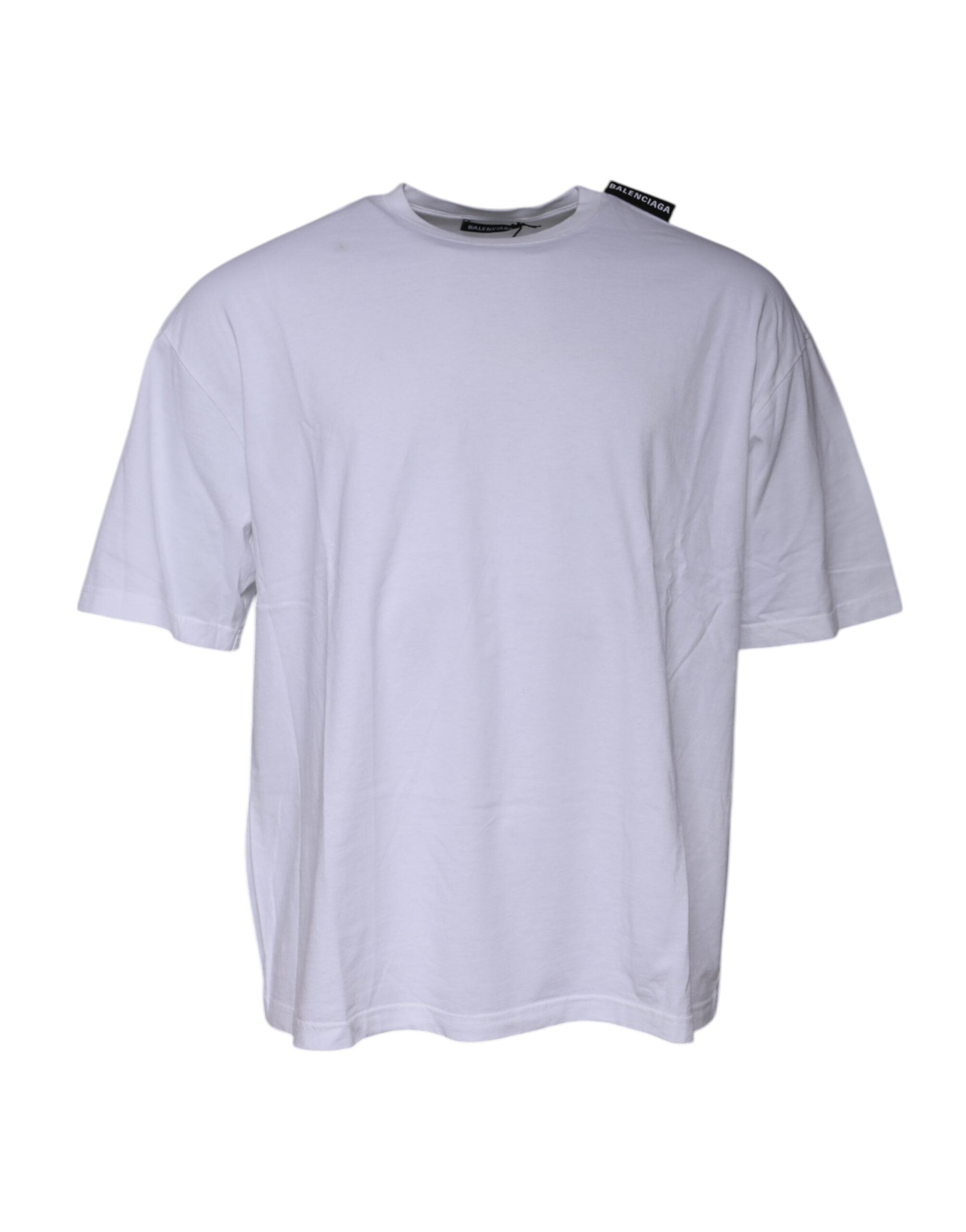T-shirt à manches courtes et col rond en jersey de coton blanc avec logo