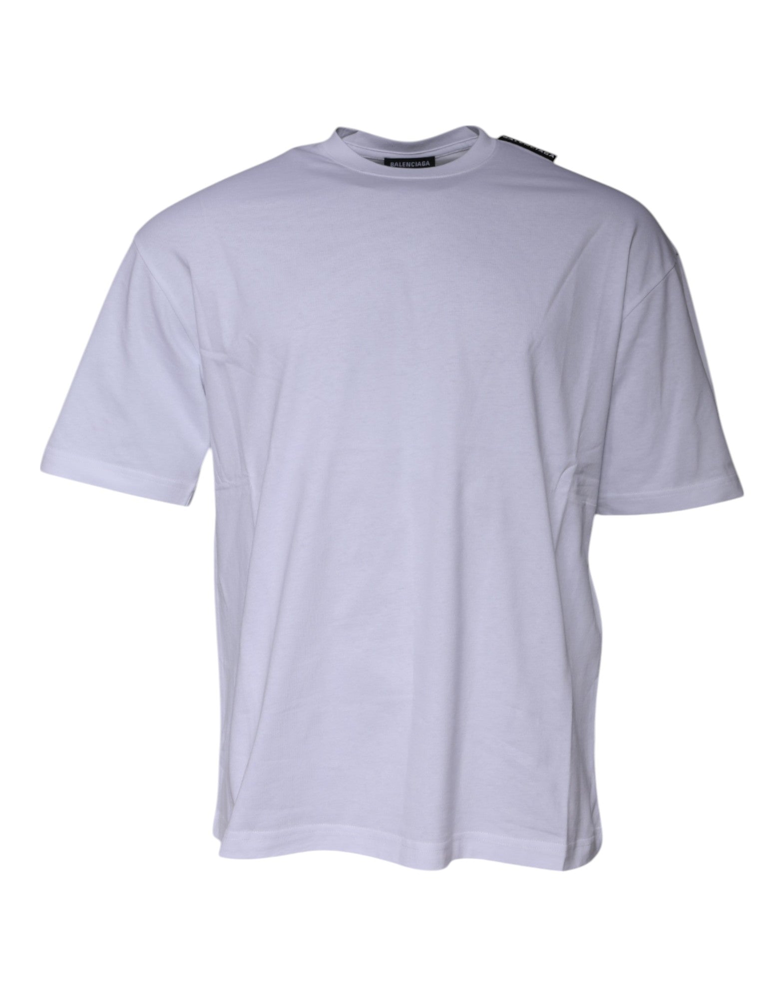 T-shirt à manches courtes et col rond en jersey de coton blanc avec logo