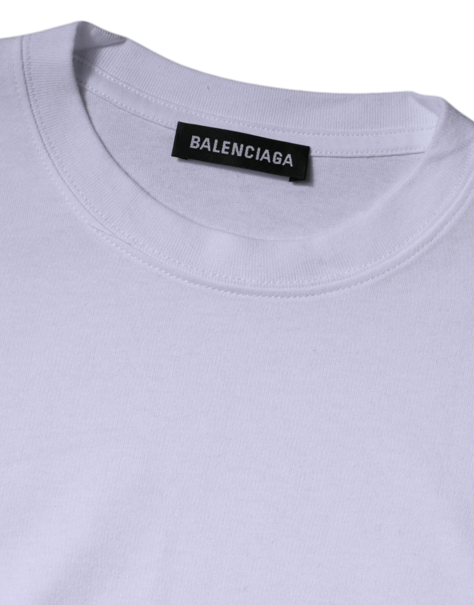 T-shirt à manches courtes et col rond en jersey de coton blanc avec logo