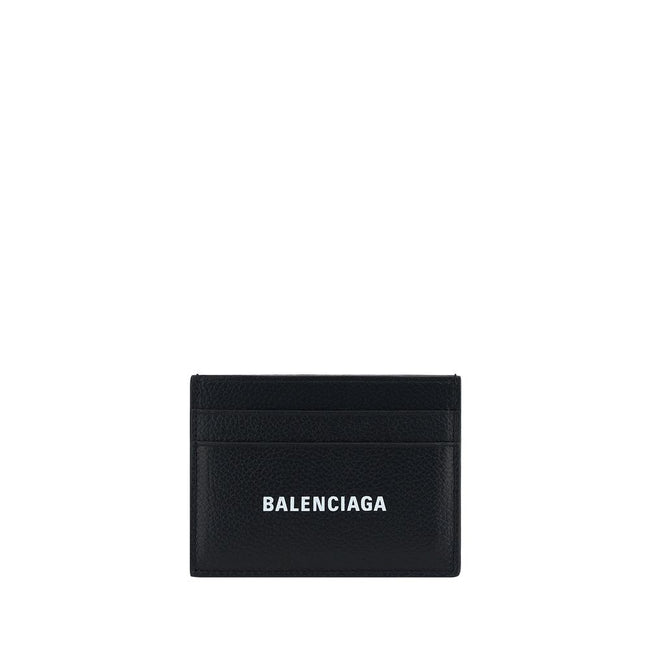 Black Calf Leather Bos Taurus WalletCalfskin Card Holder by Balenciaga, card slots on front and back, iconic brand monogram contrasting on front. Season: AW25 Dimension: 9×9 Composition: 100% Calf Leather Bos Taurus MADE IN ITALYBlack Calf Leather Bos Tau