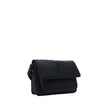 Black Polyamide Shoulder BagNiki Camera Shoulder Bag by Saint Laurent, front closure by magnetic flap, all-over padded and quilted chévron fabric design, embossed and matching iconic YSL brand logo plaque on front, triple interior compartment, removable a