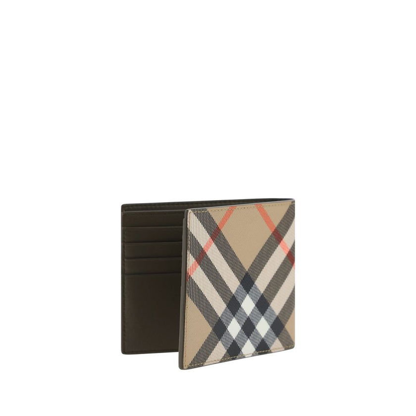 Beige Calf Leather Bos Taurus WalletWallet by Burberry, interior card slot, bill compartment, iconic Check pattern of the brand. Season: AW25 Dimension: 11×11 Composition: INNER 100% Calf Leather Bos Taurus OUTER 55% Polyurethane 25% Polyester 20% Cotton