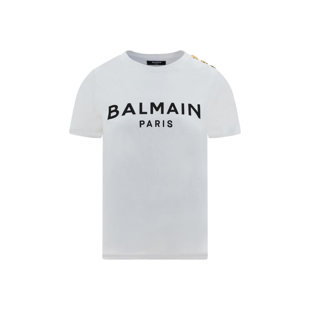 Logoed T-ShirtBalmain’s cotton T-Shirt combines the minimalism of a monochrome pattern with the elegance of the Maison’s iconic details. Made of soft cotton, it features a ribbed crew neck and a regular fit designed for everyday comfort. The design is enr