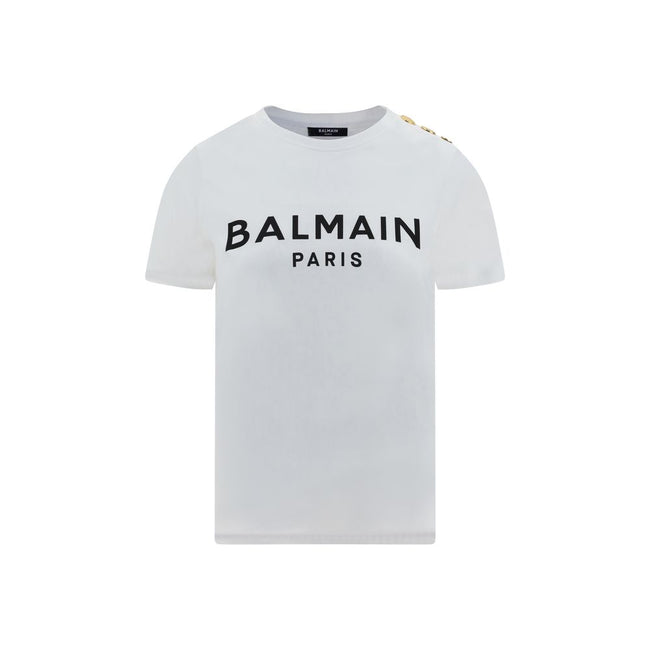 Logoed T-ShirtBalmain’s cotton T-Shirt combines the minimalism of a monochrome pattern with the elegance of the Maison’s iconic details. Made of soft cotton, it features a ribbed crew neck and a regular fit designed for everyday comfort. The design is enr