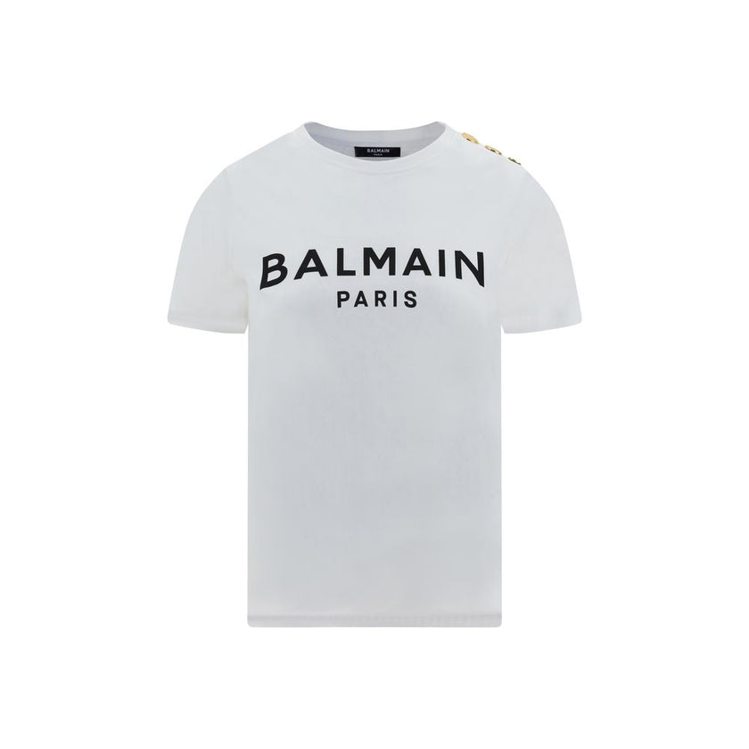Logoed T-ShirtBalmain’s cotton T-Shirt combines the minimalism of a monochrome pattern with the elegance of the Maison’s iconic details. Made of soft cotton, it features a ribbed crew neck and a regular fit designed for everyday comfort. The design is enr