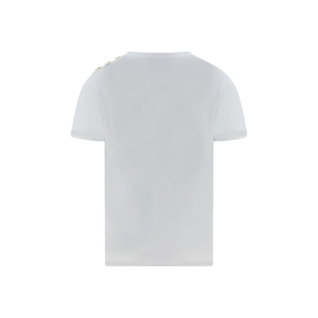 Logoed T-ShirtBalmain’s cotton T-Shirt combines the minimalism of a monochrome pattern with the elegance of the Maison’s iconic details. Made of soft cotton, it features a ribbed crew neck and a regular fit designed for everyday comfort. The design is enr