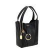 Black Calf Leather Bos Taurus Shoulder BagThe Spin Shoulder Bag by Chloé, crafted by shiny grained leather, features an elegant design with two flat top handles and an adjustable shoulder strap. The closure is secured by a magnetic button, while the detai