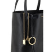 Black Calf Leather Bos Taurus Shoulder BagLeather Spin Shoulder Bag by Chloé is a refined and modern accessory featuring a sleek grained leather design. The two flat top handles offer a comfortable and practical grip, while the brand’s iconic monogram, pr