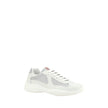 White Calf Leather Bos Taurus Low Top SneakersPrada’s America’s Sneakers are a modern and stylish interpretation of the classic sneaker, ideal for those seeking comfort without sacrificing style. Featuring a lace-up closure, they offer an adjustable and s