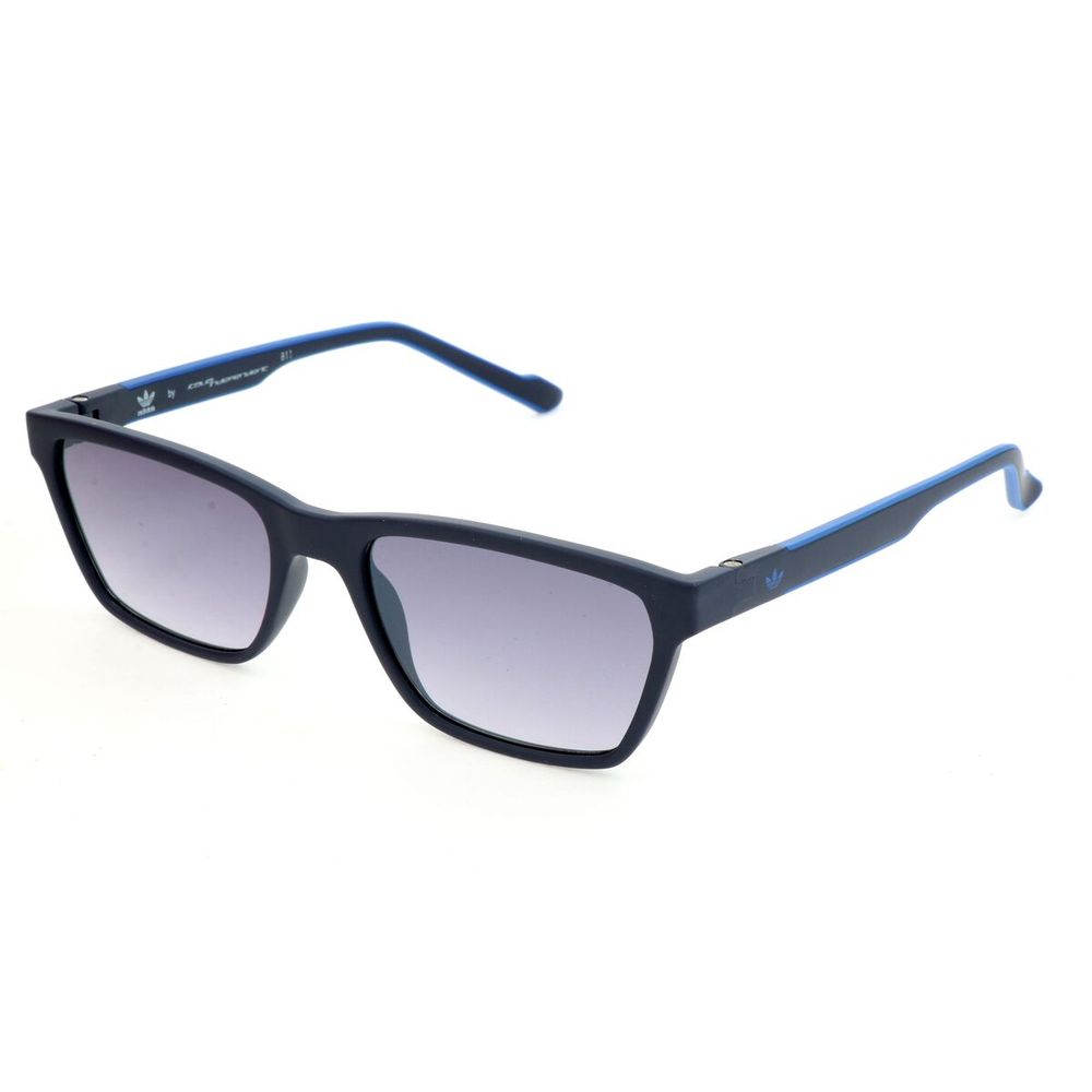 Blaue synthetische Sonnenbrille mit silbernen Gradienten-Verspiegelungsgläsern