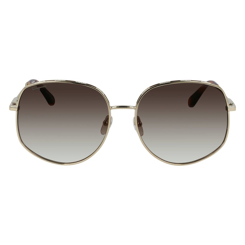 Gold Metal SunglassesSUNGLASSES SALVATORE FERRAGAMO WOMEN SF277S-710 (Lens/Bridge/Temple) 61/17/140 mm.Material: METAL.Colour: Gold and pink.Measures (Lens/Bridge/Temple): 61/17/140mm.Gradient pink.UV filter 2Gold Metal Sunglasses${tagsSalvatore Ferragamo