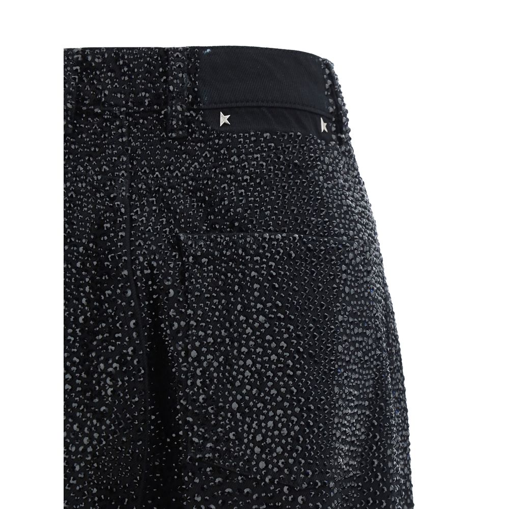 Monochrome Baumwoll-Kim-Hose mit Leder-Patch