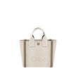 Beige Cotton Shoulder BagChloé’s Carry Tote Bag is a stylish, multifunctional accessory made of cotton with contrasting leather details that accentuate its sophisticated appeal. Magnetic buttons on the side panels allow you to adjust the width of the bag