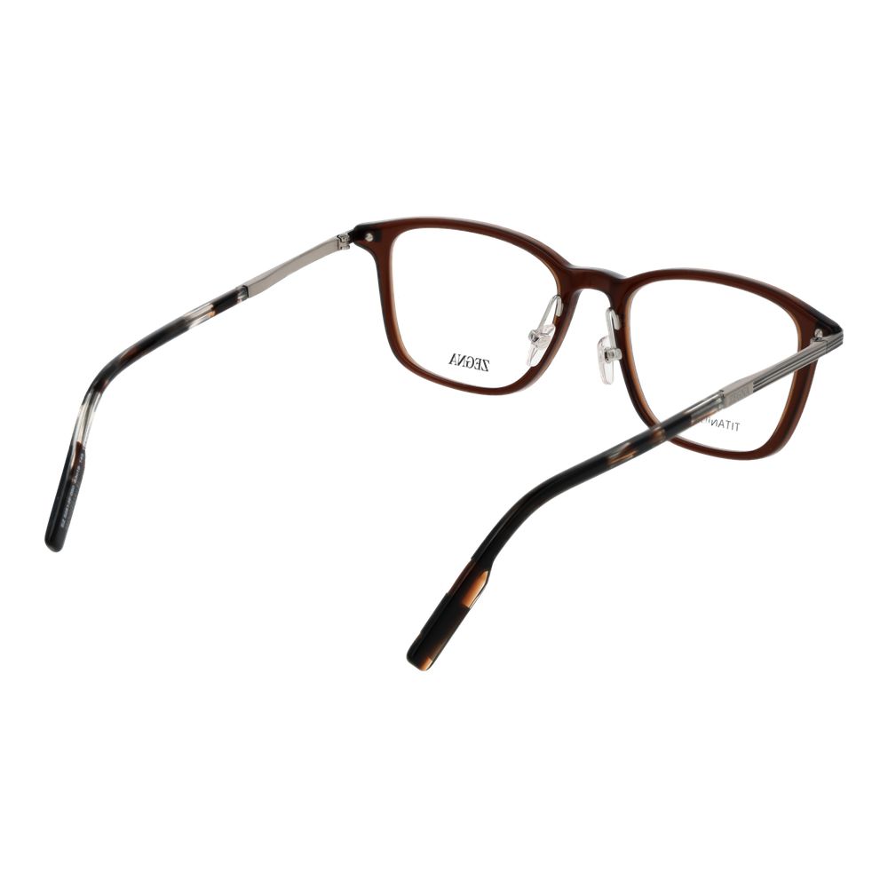 Brown Synthetic & Titanium Square Glasses Frames