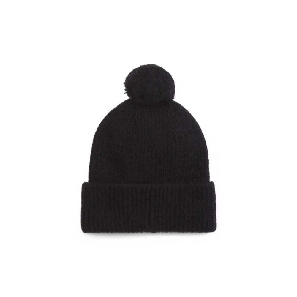Black Alpaca Leather Cap (Baseball Hat)The Calvin Klein CK EMBROIDERY AIRY POMPOM BEANIE women’s hat is an elegant and warm accessory, perfect for cold days. Made from high-quality materials, including 48% alpaca, 28% polyester, 21% wool, and 3% elastane/