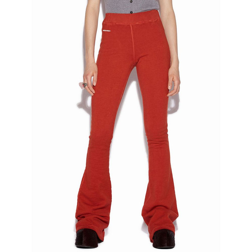 Red Cotton Athletic PantsDsquared2 High Waist Flared Sweat Pants. Made of plush fabric, high waist, elastic waistband, contrasting printed logo on the side, wide bottom (30 cm). Composition: 100% Cotton-Sku inside:24GIU74Red Cotton Athletic Pants${tagsDsq