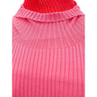 Pink Cotton Casual DressBottega Veneta Stretch Knit Long Dress with Fringes, doubled with two fabrics in pink and red, mock neck, long sleeves, stretch ribbed knit, sheath pattern, long two-tone bangs on bottom. SKU Item: 631324 VKWM0. Composition: 57% Co