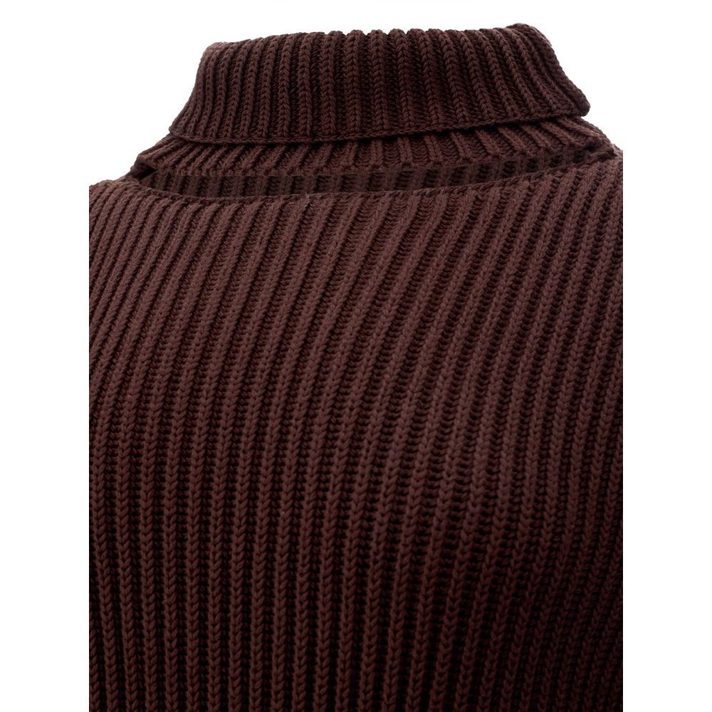 Brown Cotton Dress with Removable Top and Ribbed Knit