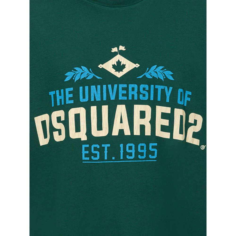 Green Cotton T-ShirtGreen Cotton Overfit T-shirt with Dsquared2 Print. Crew neck, short sleeves, front logo print, contrasting printed logo on back. Overfit fit. Composition: 100% Cotton. Inner Sku: 24SET06Green Cotton T-Shirt${tagsDsquared²Aulae Green Co
