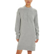 Gray Organic Cotton ShortDiscover the Calvin Klein Jeans CK Intarsia Loose short dress for women, a piece that combines comfort and style. Made from a blend of 55% organic cotton, 35% cotton, and 10% wool, this dress is perfect for cooler days. The loose