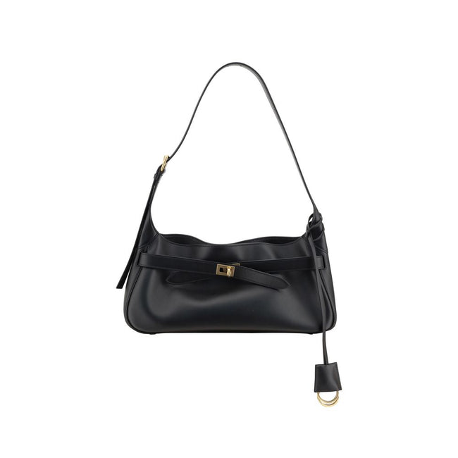 Black Calf Leather Bos Taurus Shoulder BagThe Bel Air Shoulder Bag by Balenciaga is a perfect mix of contemporary elegance and functionality. Crafted from smooth leather, it offers a refined and versatile design. The adjustable handle allows it to be easi
