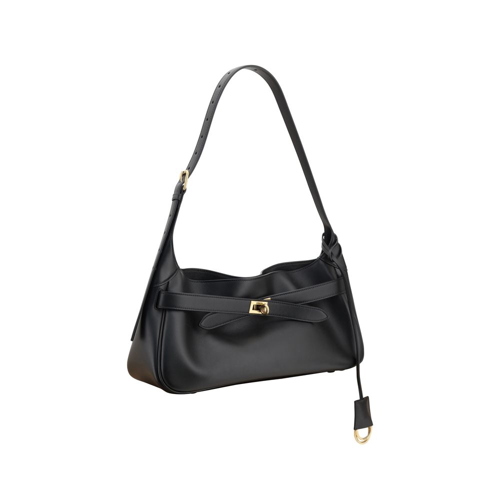 Black Calf Leather Bos Taurus Shoulder BagThe Bel Air Shoulder Bag by Balenciaga is a perfect mix of contemporary elegance and functionality. Crafted from smooth leather, it offers a refined and versatile design. The adjustable handle allows it to be easi
