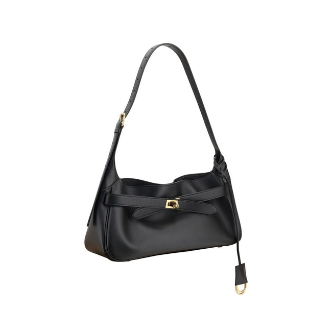 Black Calf Leather Bos Taurus Shoulder BagThe Bel Air Shoulder Bag by Balenciaga is a perfect mix of contemporary elegance and functionality. Crafted from smooth leather, it offers a refined and versatile design. The adjustable handle allows it to be easi