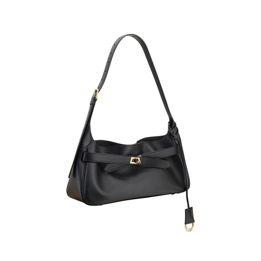 Black Calf Leather Bos Taurus Shoulder BagThe Bel Air Shoulder Bag by Balenciaga is a perfect mix of contemporary elegance and functionality. Crafted from smooth leather, it offers a refined and versatile design. The adjustable handle allows it to be easi