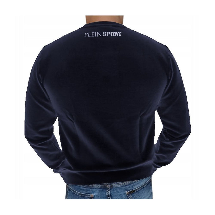 Blue Cotton SweatshirtBlue crewneck sweater for men Made from cotton blend Plastic logo plaque on the chest Logo print on the back Material: 52% Cotton 48% Polyester Size on Tag: LBlue Cotton Sweatshirt${tagsPlein SportAulae Blue Cotton Sweater Plein Spor