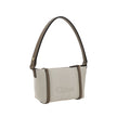 Beige Cotton Shoulder BagChloé’s cotton Carry Shoulder Bag is a stylish and versatile accessory made from durable cotton. It features a flat leather shoulder strap that is comfortable for carrying on the shoulder. The closure features a top zipper, provid