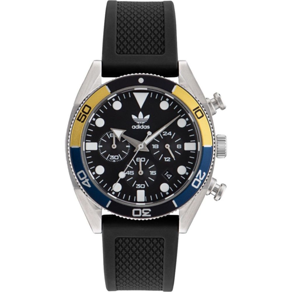 Schwarze Sportuhr aus Synthetik mit Chronometer