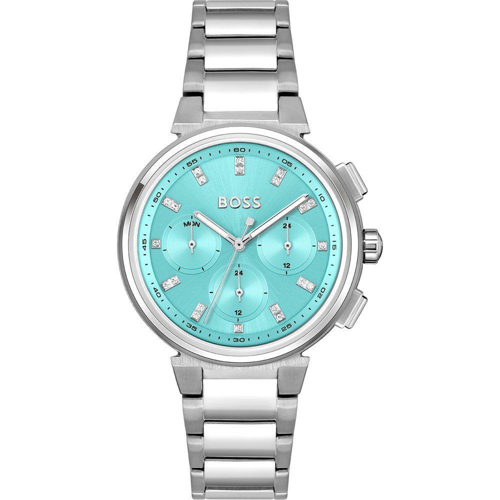 Silver Stainless Steel WatchType of mechanism: QUARTZ.Display: ANALOGICAL.Material Of Case: STAINLESS STEEL.Colour Of Case: SILVER.Material Of Bracelet: STAINLESS STEEL.Colour Of Bracelet: SILVER.Dial Colour:TURQUOISE.Glass type: MINERAL.Clousure: PRESSUR