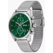 Silver Stainless Steel WatchType of mechanism: QUARTZ.Display: ANALOGICAL.Material Of Case: STAINLESS STEEL.Colour Of Case: SILVER.Material Of Bracelet: STAINLESS STEEL.Colour Of Bracelet: SILVER.Dial Colour:GREEN.Glass type: MINERAL.Clousure: PRESSURE.Wa