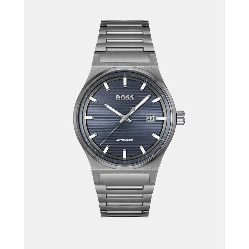 Gray Stainless Steel WatchType of mechanism: AUTOMATIC.Display: ANALOGICAL.Material Of Case: STAINLESS STEEL.Colour Of Case: GREY.Material Of Bracelet: STAINLESS STEEL.Colour Of Bracelet: GREY.Dial Colour:BLUE.Glass type: MINERAL.Clousure: PRESSURE.Water