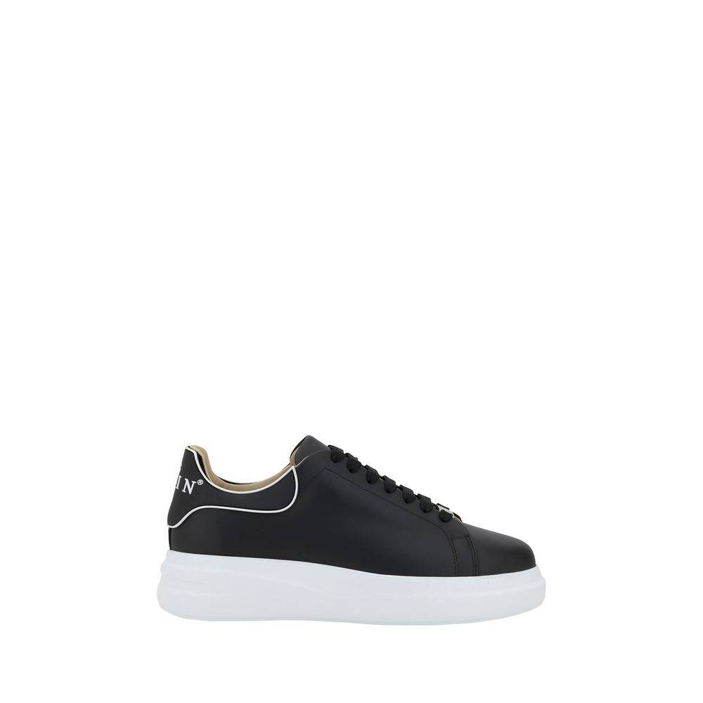 Schwarze Low-Top-Sneakers aus Leder mit Monogramm-Ferse