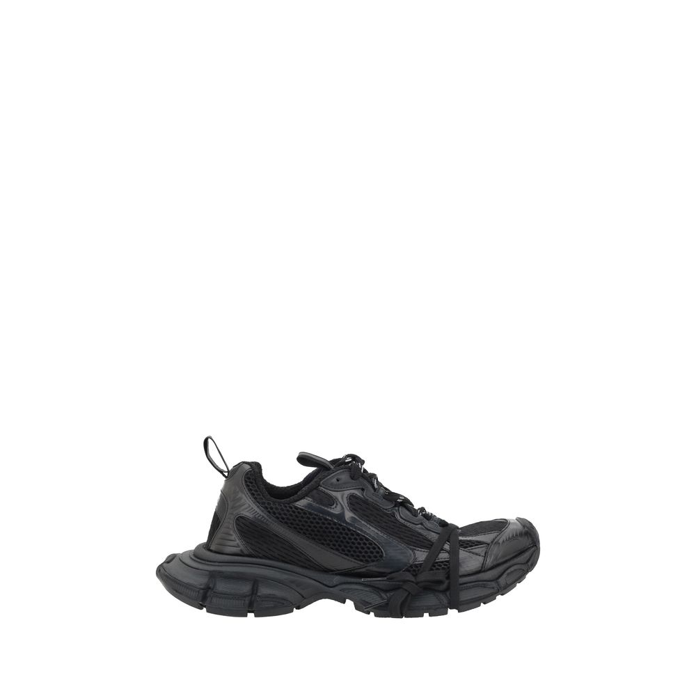 Schwarze synthetische Sportsneaker mit klobiger Sohle