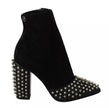 Black Suede Studded Heels Ankle Boots ShoesPHILLIP PLEIN Gorgeous brand new with tags, 100% Authentic PHILLIP PLEIN Shoes. Model: Ankle pointed toes skinny heels boots Material: 100% Suede Colour: Black Studded Leather sole Zipper opening on the side Logo