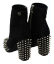 Black Suede Studded Heels Ankle Boots ShoesPHILLIP PLEIN Gorgeous brand new with tags, 100% Authentic PHILLIP PLEIN Shoes. Model: Ankle pointed toes skinny heels boots Material: 100% Suede Colour: Black Studded Leather sole Zipper opening on the side Logo