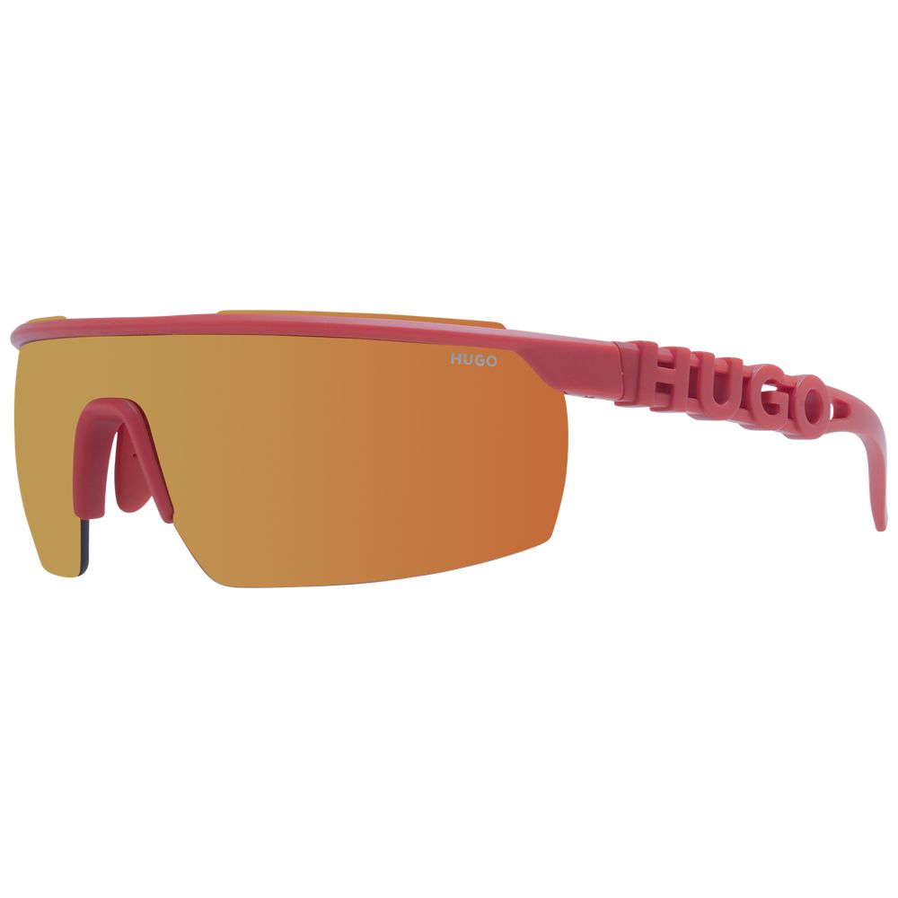Red Synthetic Sunglasses with Mirrored Orange Lens