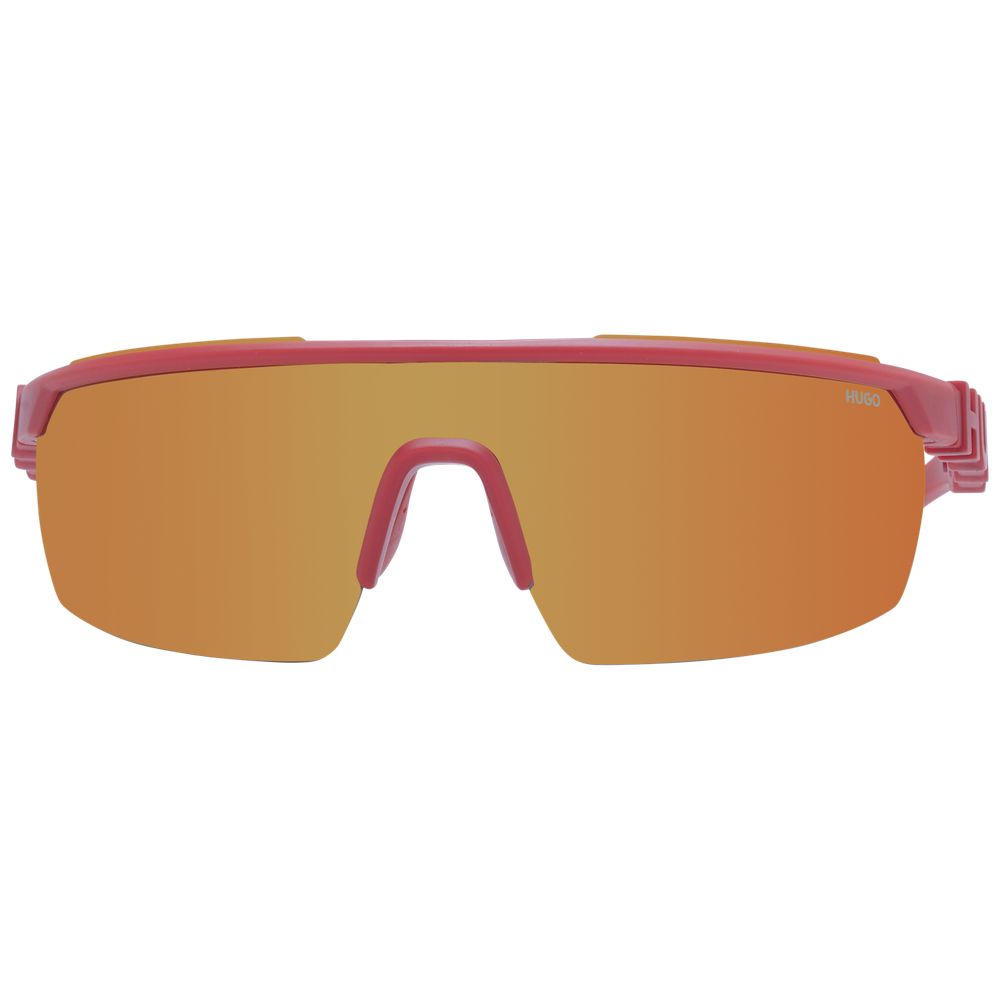 Red Synthetic Sunglasses with Mirrored Orange Lens