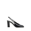 Black Calf Leather PumpsPrada’s leather Décolleté Pumps feature a square toe that gives a modern, refined look. The iconic press-stamped monogram on the front adds a distinctive brand touch. The elasticized slingback design offers a comfortable and secure