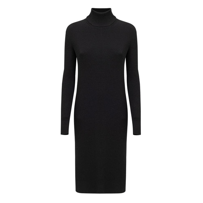 Black Wool Long DressBottega Veneta Ribbed Knit Long Black Dress. In stretch ribbed wool, straight fit, turtleneck, long sleeves. Triangle opening on the back Composition: 90% Wool, 6% Polyester, 2% Polyamide, 1% Elastane Internal SKU: 25MAR106 Brand SKU: