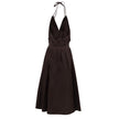 Brown Cotton Long DressBottega Veneta Cotton Wide Strap Dress. In brown cotton, crossover top, waistband, very wide skirt part, side slit. On the back, open back, zip closure. Composition: 96% Cotton, 4% Elastane Internal SKU: 25MAR107 Brand SKU: 699072VK