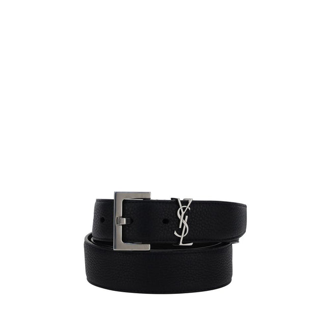 Black Calf Leather Bos Taurus Regular BeltCalfskin Belt by Saint Laurent, loop detail with iconic YSL logo, square metal buckle, adjustable closure. Season: AW25 Composition: 100% Calf Leather Bos Taurus MADE IN ITALYBlack Calf Leather Bos Taurus Regular